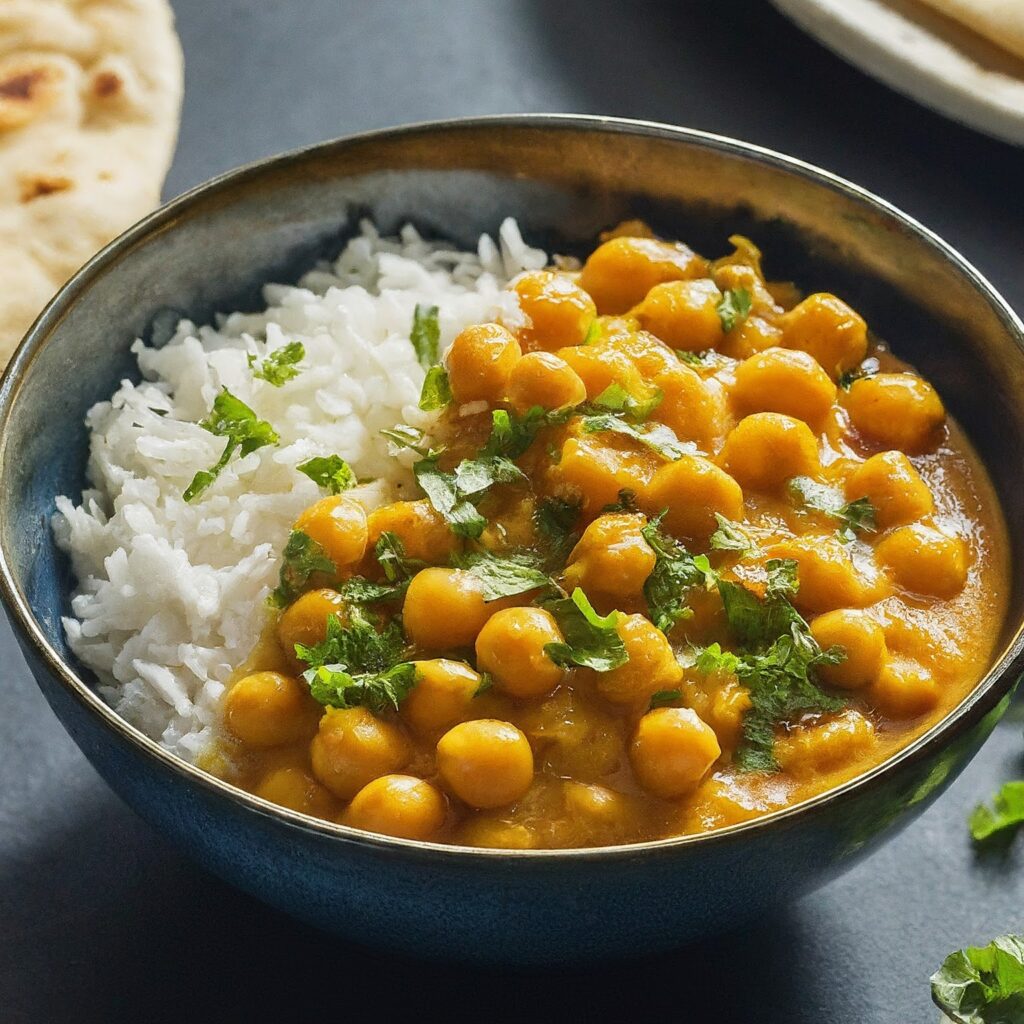 Vegan High Protein Rezepte : Kichererbsen sind eine weitere ausgezeichnete Quelle für pflanzliches Protein. Dieses aromatische Curry ist einfach zuzubereiten und kann nach Belieben angepasst werden. Einfach Zwiebeln, Knoblauch und Ingwer in einer Pfanne mit Currypulver anbraten. Gehackte Tomaten und Kokosmilch hinzufügen und dann zum Köcheln bringen. Kichererbsen und dein Lieblingsgemüse, wie Brokkoli, Karotten und Paprika, unterrühren. Einige Minuten köcheln lassen, bis das Gemüse weich ist. Mit Reis oder Quinoa servieren.